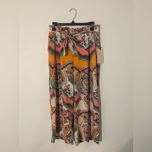 Patterned Wide Leg Pants